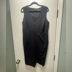 Thalia Sodi Black V-Neck Midi Dress